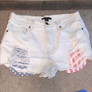 Forever 21 American flag pockets denim short